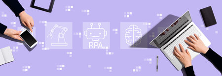 Robotic Process Automation theme with people working togetherの写真素材