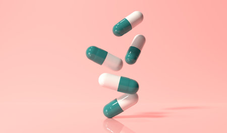 Pharmaceutical medicine capsules - Healthcare theme - 3Dの写真素材