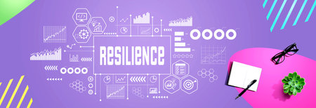 Resilience theme with notebook and penの写真素材