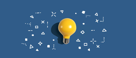 Idea light bulb with hand drawing sketchの写真素材