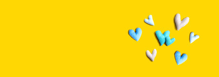 Appreciation theme with handmade heart cushionsの写真素材