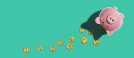 Financial crisis and money lost concept with piggy bankの写真素材