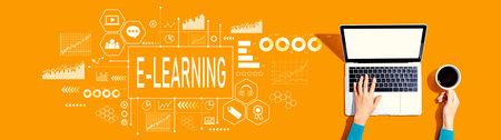 E-Learning theme with person using a laptopの写真素材