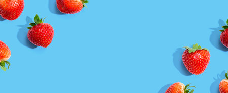 Fresh red strawberries overhead viewの写真素材