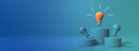 Idea light bulbs on the podiums - 3Dの写真素材