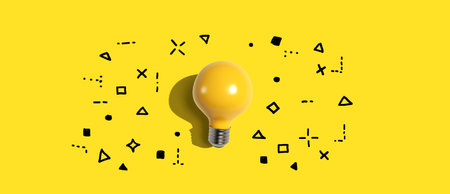 Idea light bulb with hand drawing sketchの写真素材