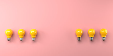 Idea light bulbs - flat lay - 3Dの写真素材