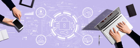 Data Security concept with people working togetherの写真素材