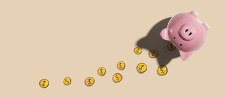 Financial crisis and money lost concept with piggy bankの写真素材