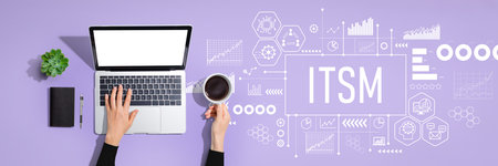 ITSM theme with person using laptop computerの写真素材