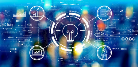Great idea for success concept with big city lightsの写真素材