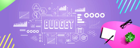Budget theme with notebook and penの写真素材