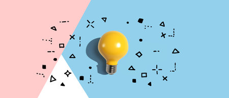 Idea light bulb with hand drawing sketchの写真素材