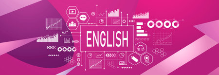 Learning English concept on geometric pattern backgroundの写真素材