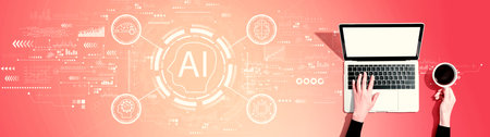 AI concept with person using a laptopの写真素材