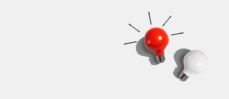 Red and white light bulbsの写真素材