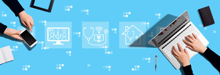 Telemedicine theme with people working togetherの写真素材