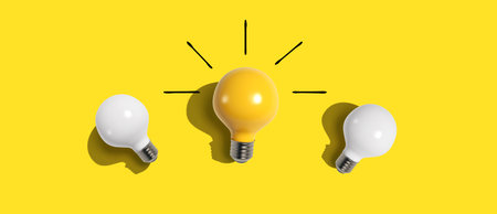 One out unique idea light bulb concept - Flat layの写真素材