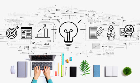 Great idea for success concept with person using a laptopの写真素材