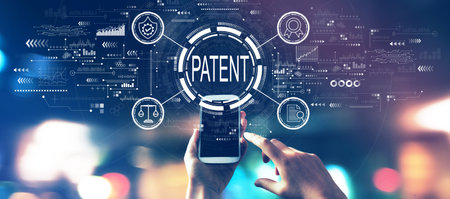 Patent concept with city lights at nightの写真素材