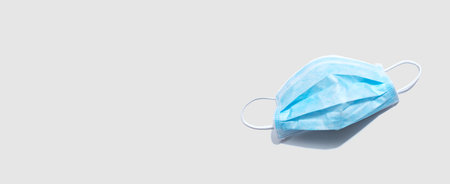 Blue surgical mask overhead viewの写真素材