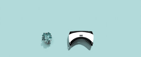 Virtual reality headset with shadowの写真素材