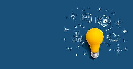 Brainstorming concept with a light bulbの写真素材