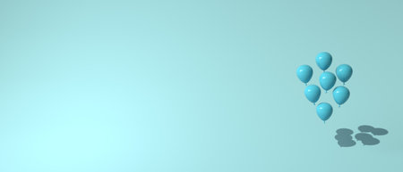 Floating balloons on a colored background - 3Dの写真素材
