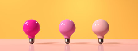 Idea light bulbs - flat lay - 3Dの写真素材