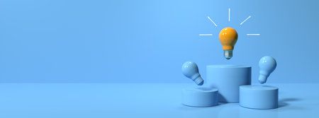 Idea light bulbs on the podiums - 3Dの写真素材