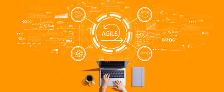 Agile concept with person working with laptopの写真素材