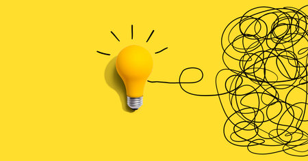Clarifying complex ideas theme with light bulbの写真素材