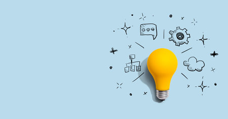 Brainstorming concept with a light bulbの写真素材