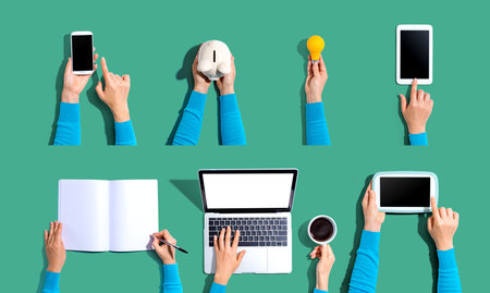 Technology devices and office suppliesの写真素材