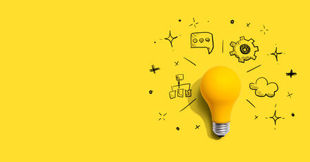 Brainstorming concept with a light bulbの写真素材