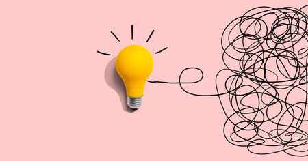 Clarifying complex ideas theme with light bulbの写真素材
