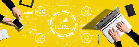 Forex trading concept with people working togetherの写真素材