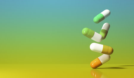 Pharmaceutical medicine capsules - Healthcare theme - 3Dの写真素材