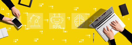 Robotic Process Automation theme with people working togetherの写真素材
