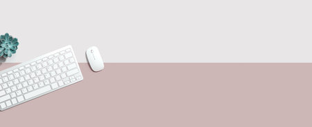 Computer keyboard and mouse from aboveの写真素材