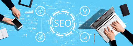 SEO concept with people working togetherの写真素材