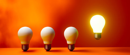 One out unique idea light bulb - 3Dの写真素材