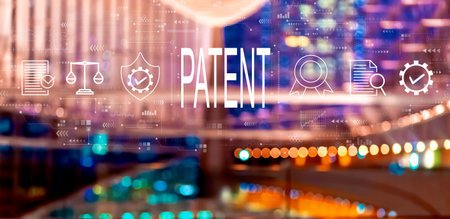 Patent concept with big city at nightの写真素材