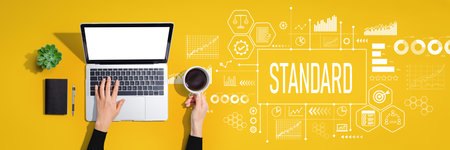 Standard theme with person using laptop computerの写真素材