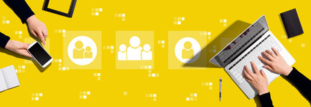 Social connections theme with people working togetherの写真素材