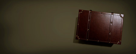 Travel theme with a old fashioned suitcaseの写真素材