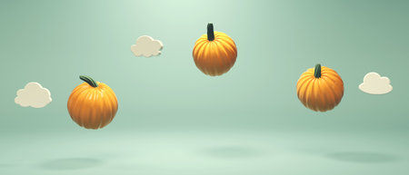 Autumn pumpkins - Harvest and Thanksgiving theme - 3Dの写真素材