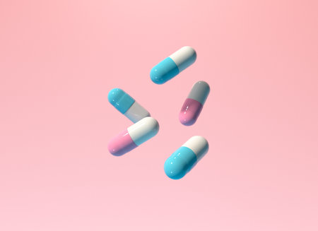 Pharmaceutical medicine capsules - Healthcare theme - 3Dの写真素材