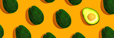 Fresh avocado pattern overhead viewの写真素材