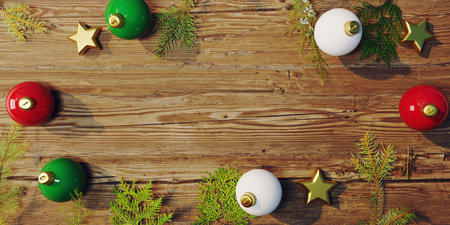 Christmas border - baubles and stars - 3Dの写真素材